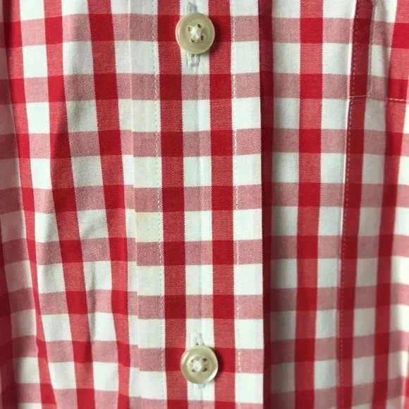 TOMMY HILFIGER MENS SIZE 15.5/34-35 REG FIT LONG SLEEVE RED WHITE CHECKERED - Picture 7 of 11